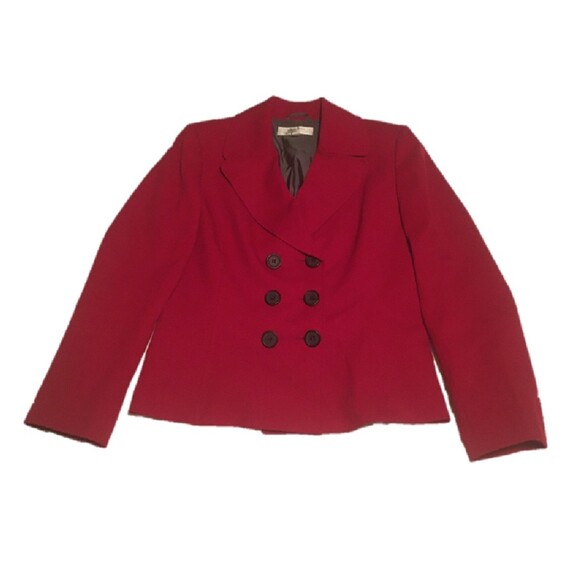 Tahari ASL blazer Womens 12 red double breast suit jacket Executive Power Classy - Picture 1 of 7
